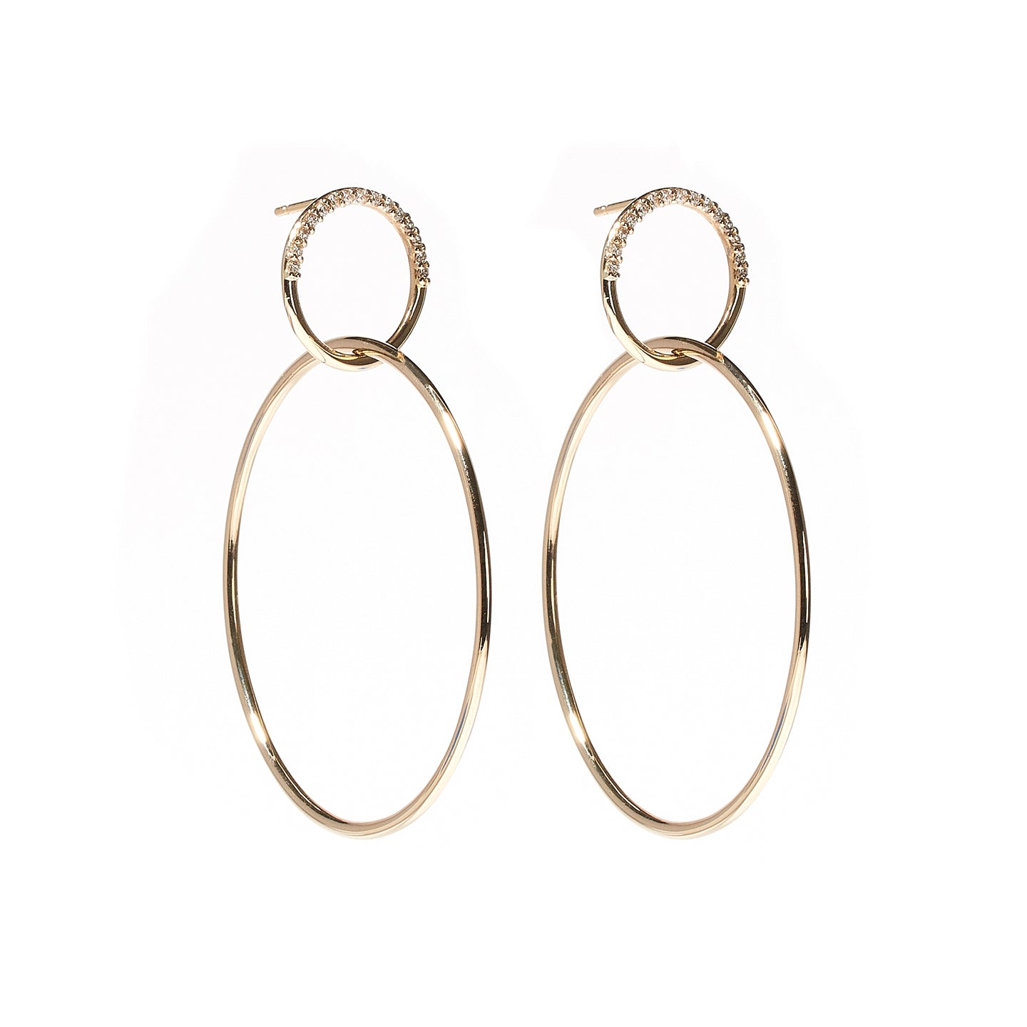 The Crew Half Moon Double Hoop Earrings - Diamond