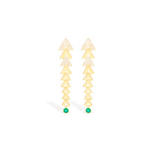 Load image into Gallery viewer, Spark Chevron Link Chandelier Earring - Emerald

