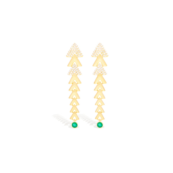 Spark Chevron Link Chandelier Earring - Emerald