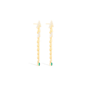 Spark Chevron Link Chandelier Earring - Emerald