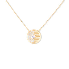 Load image into Gallery viewer, Found Small Disk Pendant Necklace - White Diamond &amp; Moonstone
