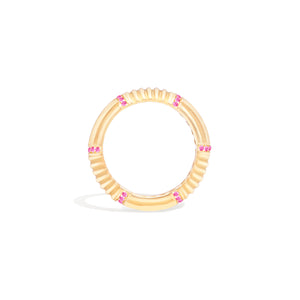 Found Ribbed Stacking Band Ring - Pink Sapphire