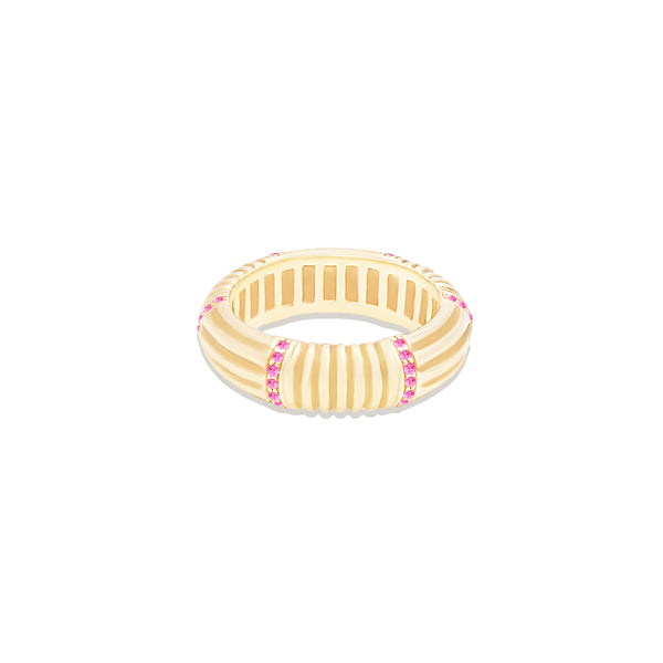 Found Ribbed Stacking Band Ring - Pink Sapphire