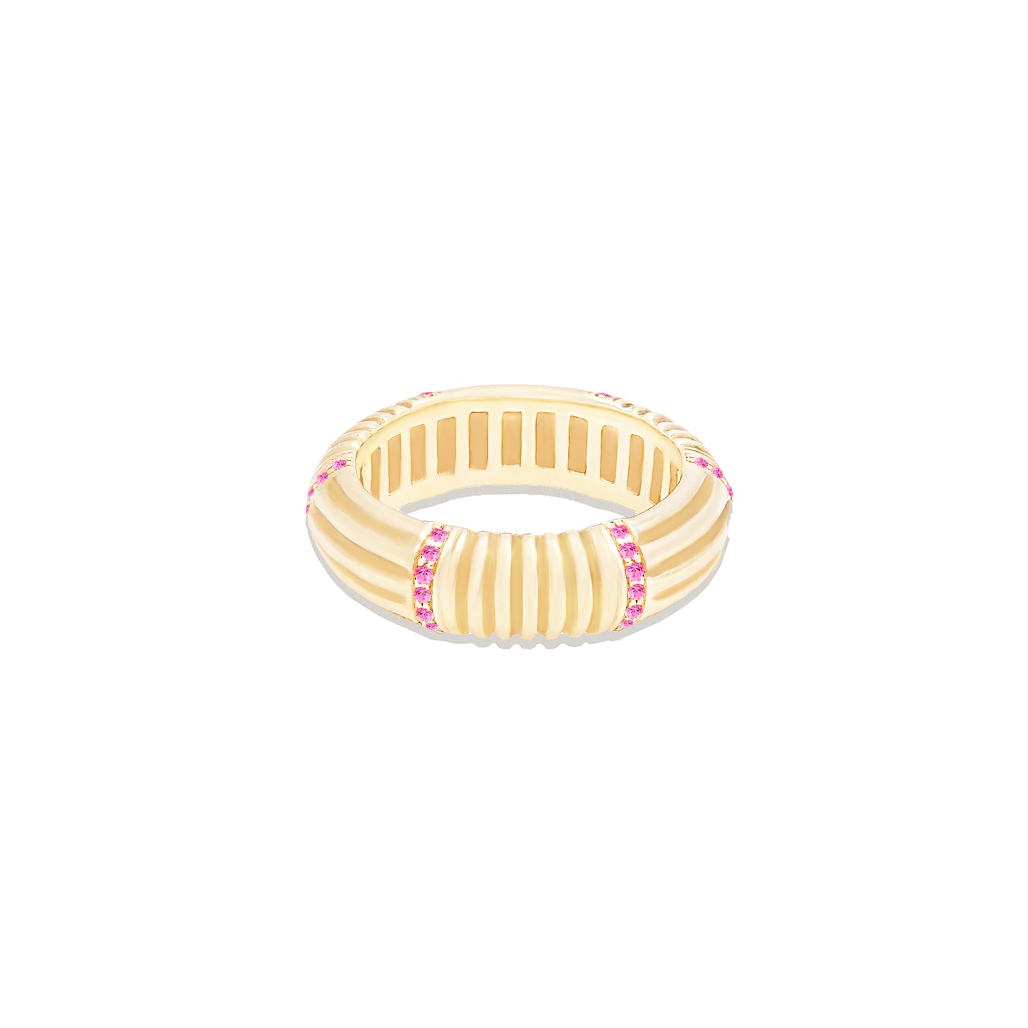 Found Ribbed Stacking Band Ring - Pink Sapphire