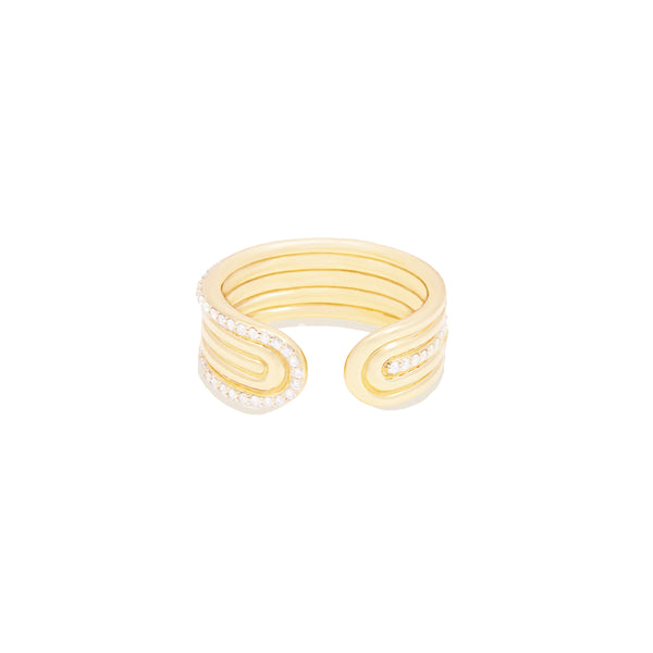 Found Ribbed Open Ring - Diamond