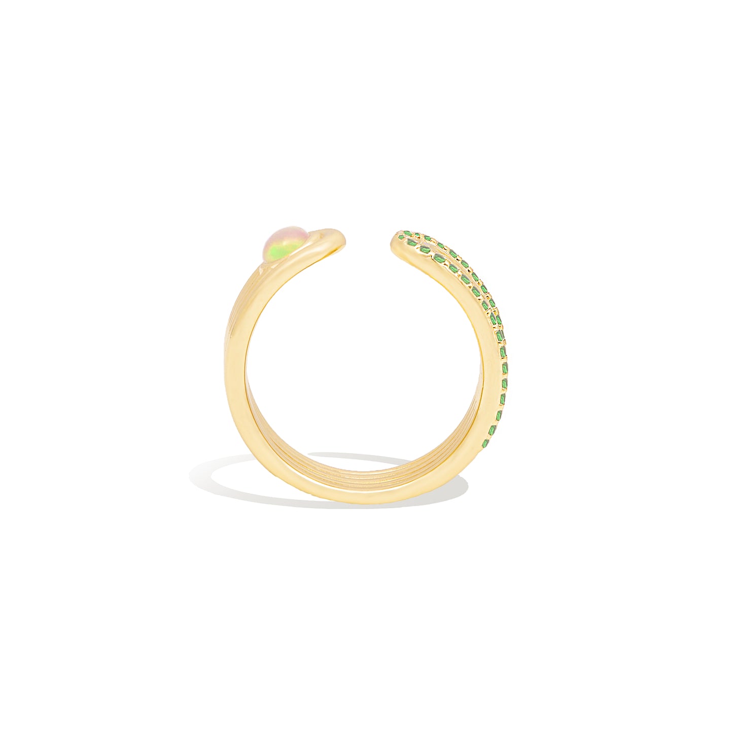 Found Cabochon Open Ring - Opal & Tsavorite